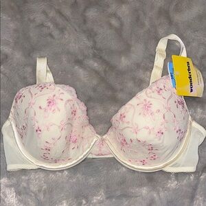Wonderbra Embroidered Underwire Bra – Cream & Pink Floral – Size 38C NWT